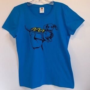 Fruit of the Loom Blue Cotton Hot Dog Tee Shirt Women’s Medium